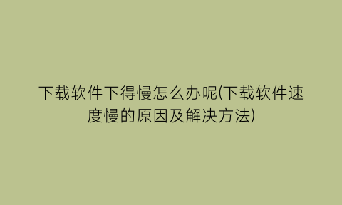 “下载软件下得慢怎么办呢(下载软件速度慢的原因及解决方法)