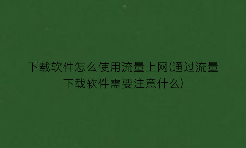 下载软件怎么使用流量上网(通过流量下载软件需要注意什么)