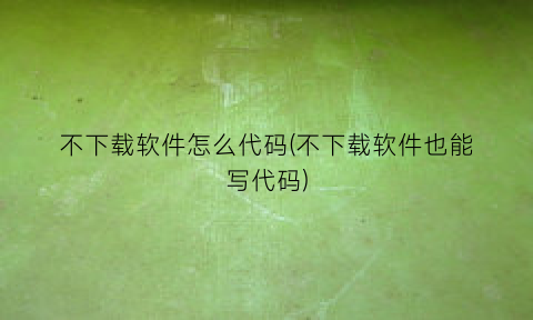 不下载软件怎么代码(不下载软件也能写代码)