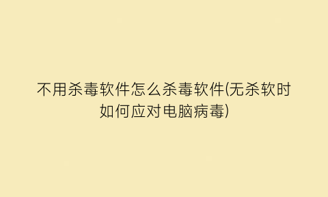 不用杀毒软件怎么杀毒软件(无杀软时如何应对电脑病毒)