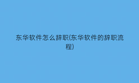 “东华软件怎么辞职(东华软件的辞职流程)