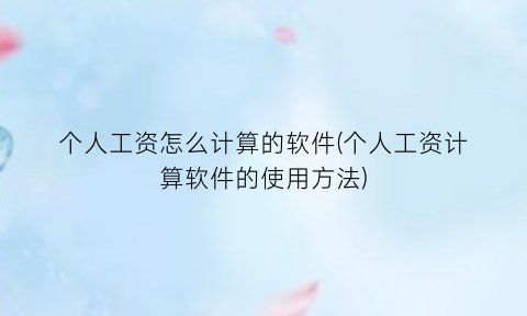 “个人工资怎么计算的软件(个人工资计算软件的使用方法)