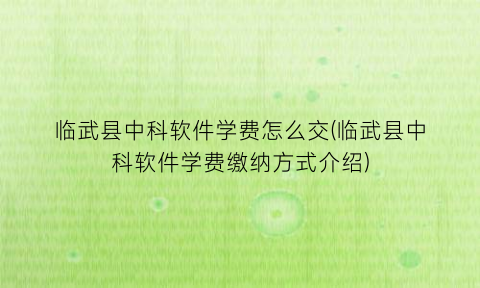 “临武县中科软件学费怎么交(临武县中科软件学费缴纳方式介绍)