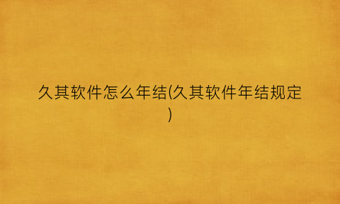 “久其软件怎么年结(久其软件年结规定)