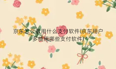 “京东怎么看用什么支付软件(京东用户多使用哪些支付软件)