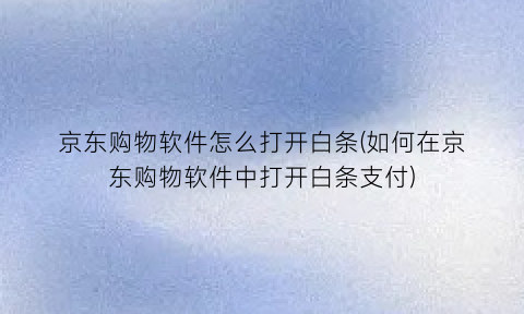 京东购物软件怎么打开白条(如何在京东购物软件中打开白条支付)