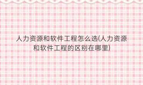 人力资源和软件工程怎么选(人力资源和软件工程的区别在哪里)