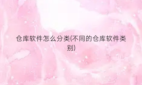“仓库软件怎么分类(不同的仓库软件类别)