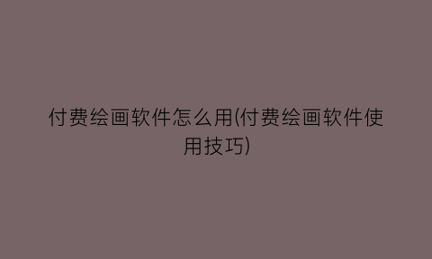 “付费绘画软件怎么用(付费绘画软件使用技巧)