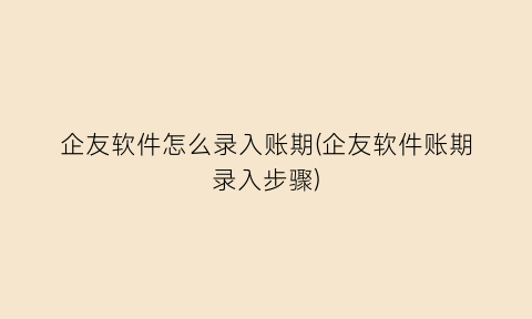 企友软件怎么录入账期(企友软件账期录入步骤)