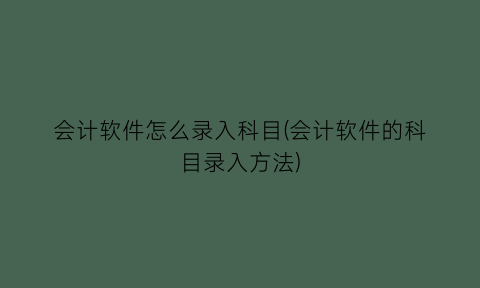 会计软件怎么录入科目(会计软件的科目录入方法)