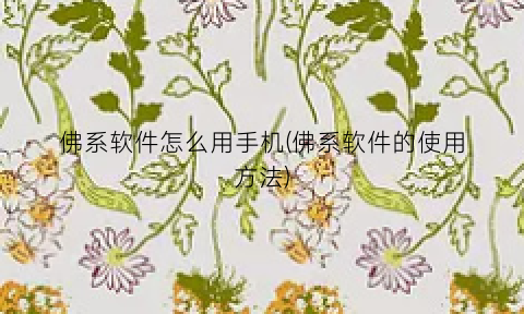 “佛系软件怎么用手机(佛系软件的使用方法)