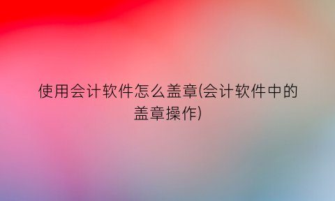 “使用会计软件怎么盖章(会计软件中的盖章操作)