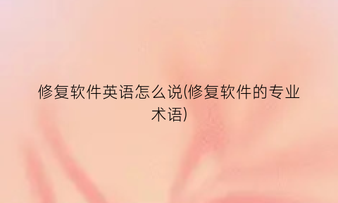 “修复软件英语怎么说(修复软件的专业术语)