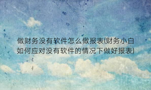 做财务没有软件怎么做报表(财务小白如何应对没有软件的情况下做好报表)