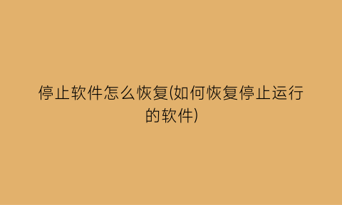 停止软件怎么恢复(如何恢复停止运行的软件)