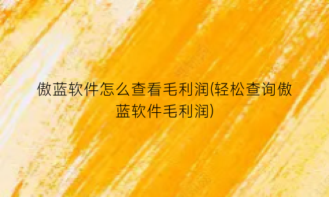 傲蓝软件怎么查看毛利润(轻松查询傲蓝软件毛利润)