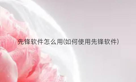 “先锋软件怎么用(如何使用先锋软件)