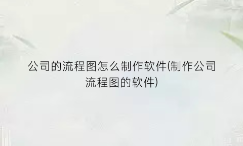 “公司的流程图怎么制作软件(制作公司流程图的软件)