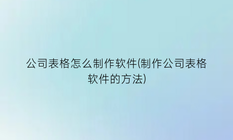 公司表格怎么制作软件(制作公司表格软件的方法)