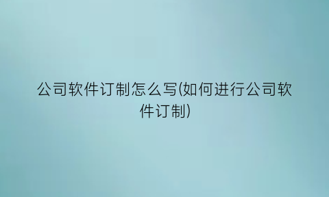 公司软件订制怎么写(如何进行公司软件订制)