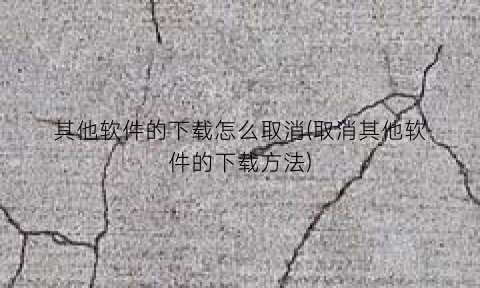 “其他软件的下载怎么取消(取消其他软件的下载方法)