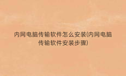 内网电脑传输软件怎么安装(内网电脑传输软件安装步骤)