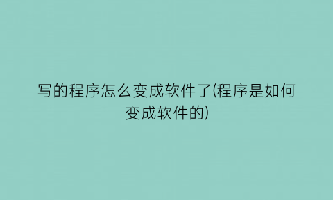 写的程序怎么变成软件了(程序是如何变成软件的)