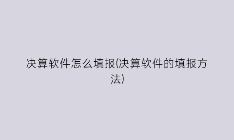 决算软件怎么填报(决算软件的填报方法)