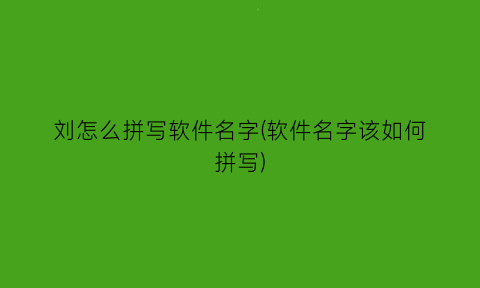 刘怎么拼写软件名字(软件名字该如何拼写)