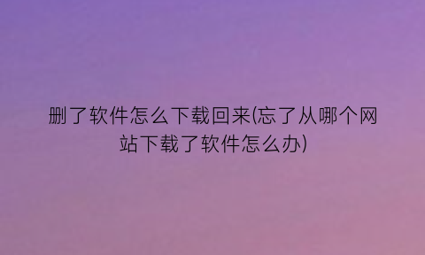 “删了软件怎么下载回来(忘了从哪个网站下载了软件怎么办)