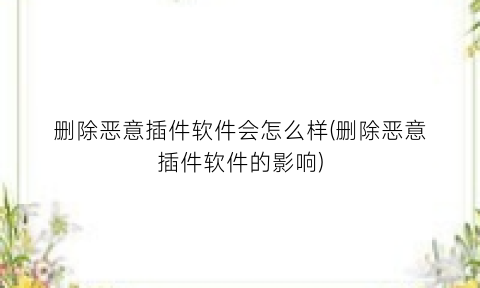 “删除恶意插件软件会怎么样(删除恶意插件软件的影响)