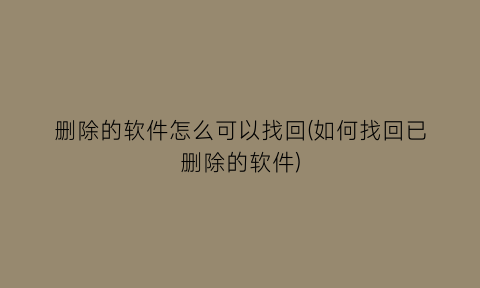 删除的软件怎么可以找回(如何找回已删除的软件)