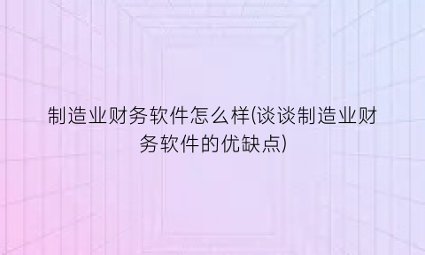 “制造业财务软件怎么样(谈谈制造业财务软件的优缺点)