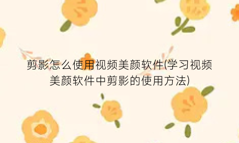 剪影怎么使用视频美颜软件(学习视频美颜软件中剪影的使用方法)