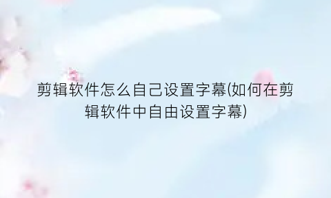 “剪辑软件怎么自己设置字幕(如何在剪辑软件中自由设置字幕)
