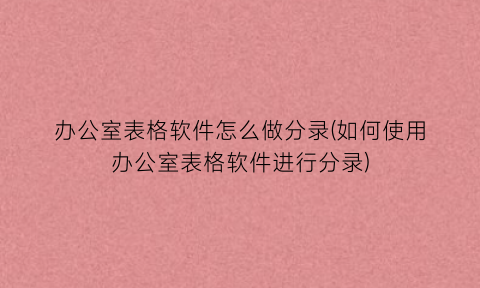 办公室表格软件怎么做分录(如何使用办公室表格软件进行分录)