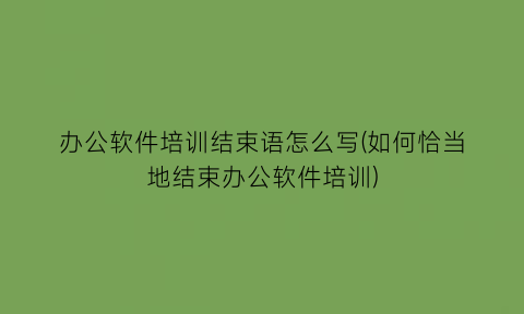 “办公软件培训结束语怎么写(如何恰当地结束办公软件培训)