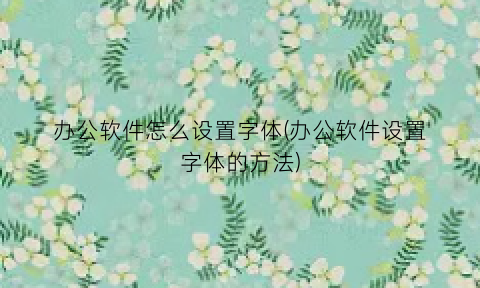 办公软件怎么设置字体(办公软件设置字体的方法)