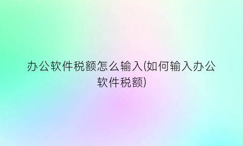 “办公软件税额怎么输入(如何输入办公软件税额)