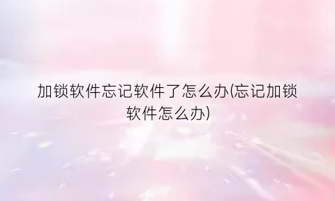 “加锁软件忘记软件了怎么办(忘记加锁软件怎么办)