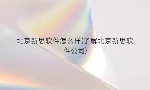 北京新思软件怎么样(了解北京新思软件公司)