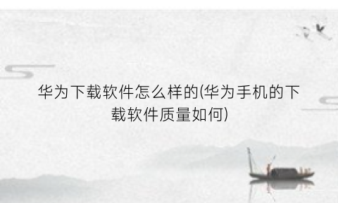 华为下载软件怎么样的(华为手机的下载软件质量如何)