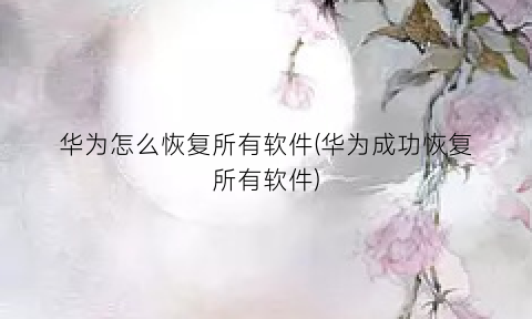 华为怎么恢复所有软件(华为成功恢复所有软件)