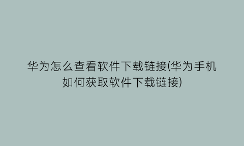 华为怎么查看软件下载链接(华为手机如何获取软件下载链接)