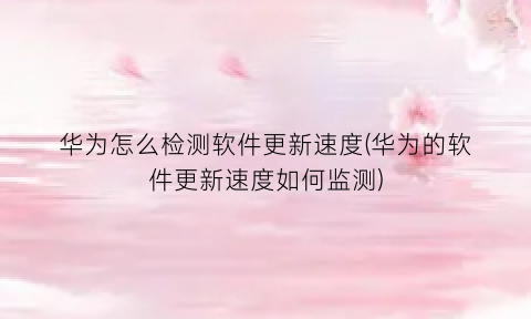 “华为怎么检测软件更新速度(华为的软件更新速度如何监测)