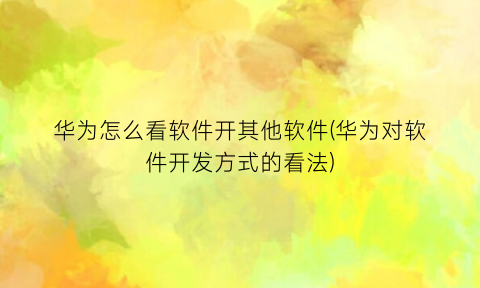 “华为怎么看软件开其他软件(华为对软件开发方式的看法)