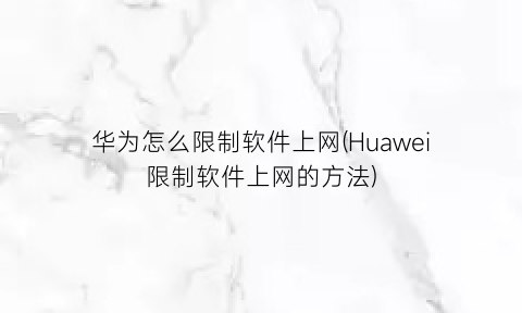 华为怎么限制软件上网(Huawei限制软件上网的方法)