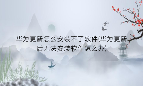 “华为更新怎么安装不了软件(华为更新后无法安装软件怎么办)