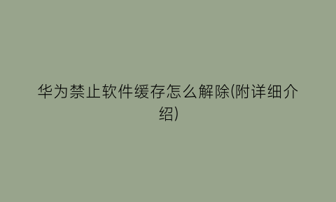 “华为禁止软件缓存怎么解除(附详细介绍)